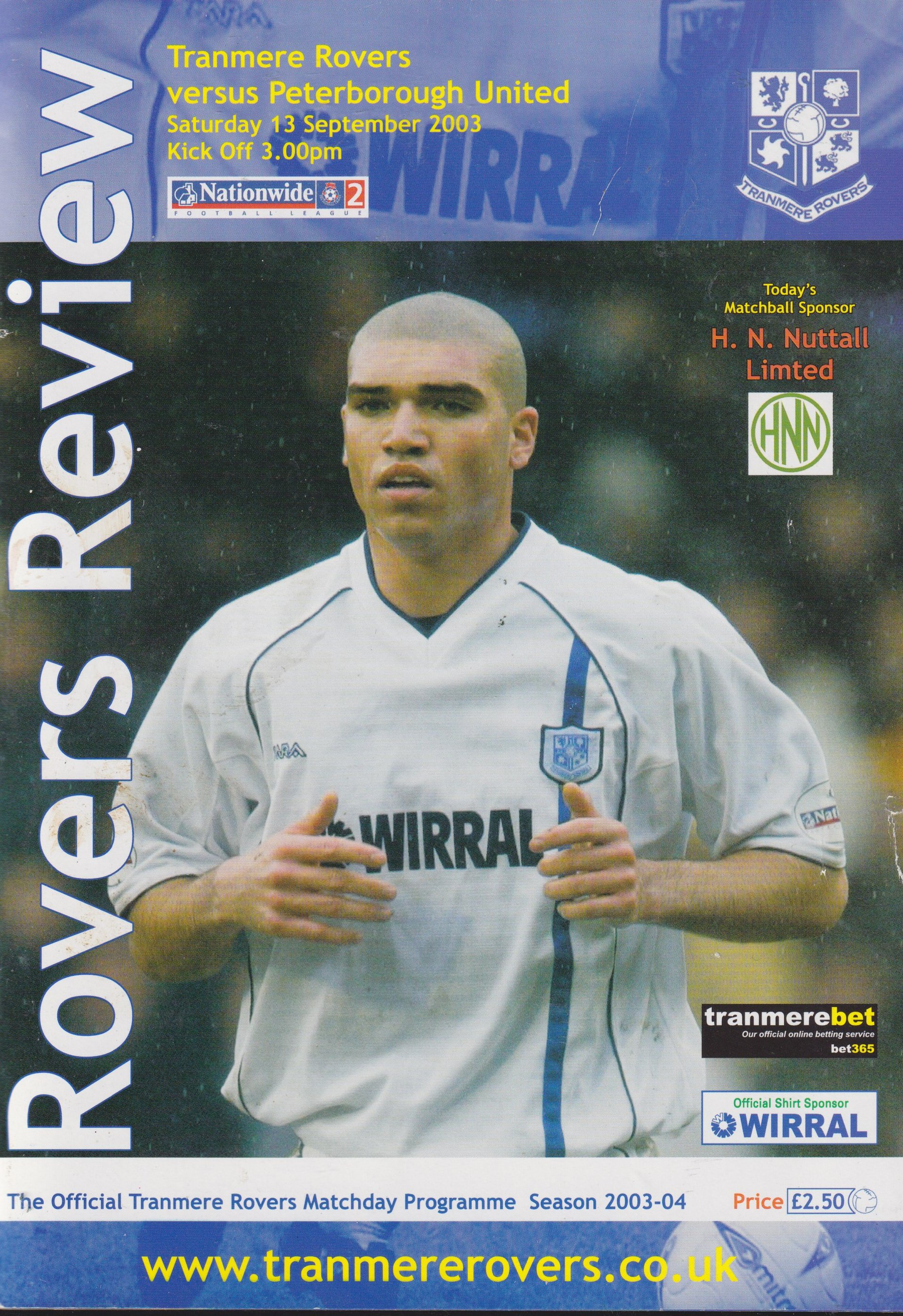 Tranmere Rovers v Peterborough United match programme